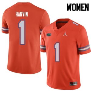 Women's Florida Gators #1 Percy Harvin NCAA Jordan Brand Orange Authentic Stitched College Football Jersey VHL0062WL